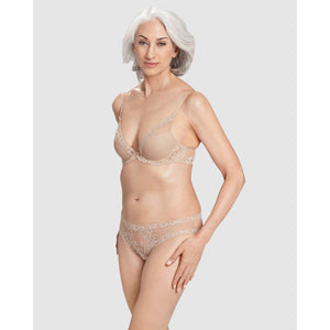 Feathers Lightly Padded Wired Plunge Bra Cafe