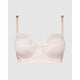 Arum Gloss Wired Half Cup Longline Bra with Lace-Powder Ivory