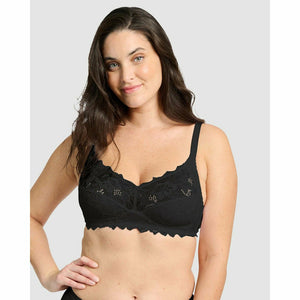 Coton d'Arum Organic Cotton Wirefree Lacy Bra-Black