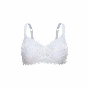 Coton d'Arum Organic Cotton Wirefree Lacy Bra-White