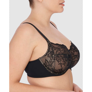 Statement Supportive Full Figure Wired Lace Bra Black/Cafe