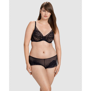 Flora Sheer Lace Hipster Girl Brief Black