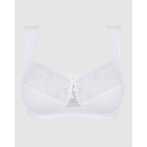 Jeanne Wirefree Wide Strap Organic Cotton Bra with Lace