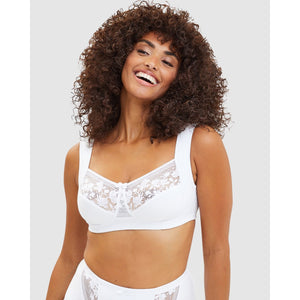 Jeanne Wirefree Wide Strap Organic Cotton Bra with Lace