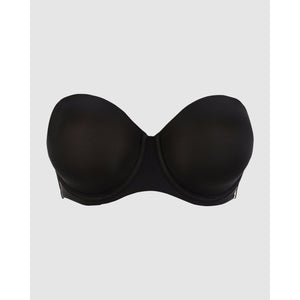 Unseen Bandeau Bra Wired Molded Foam Cup-Black/Blush