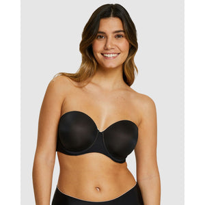 Unseen Bandeau Bra Wired Molded Foam Cup-Black/Blush