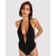 Encanto Caititu Plunge Neck Backless Halter One-Piece Swimsuit