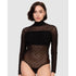 High Neck Sheer Polkadot Long Sleeve Bodysuit