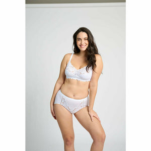 Coton d'Arum Organic Cotton Wirefree Lacy Bra-White