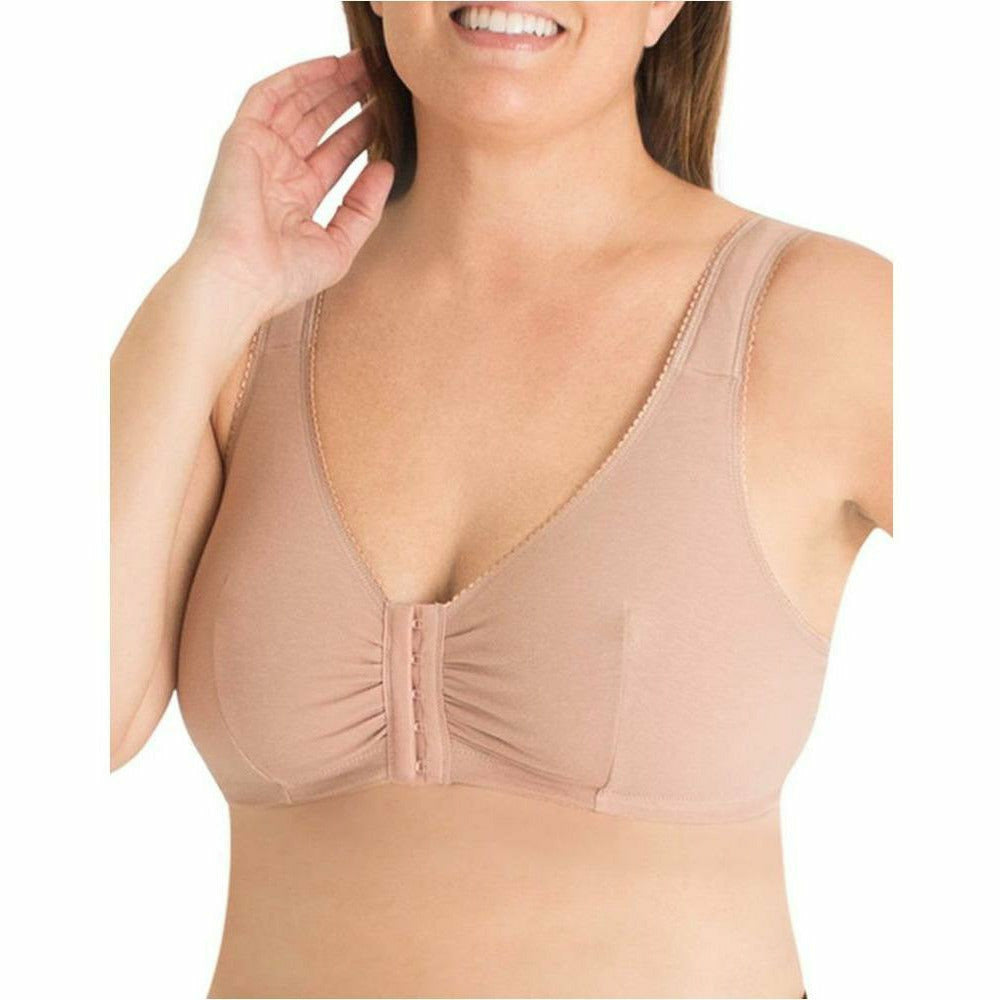 Leading Lady The Meryl - Cotton Front-Closure Comfort & Sleep Bra in  Heather Grey, Size: 52F/G/H