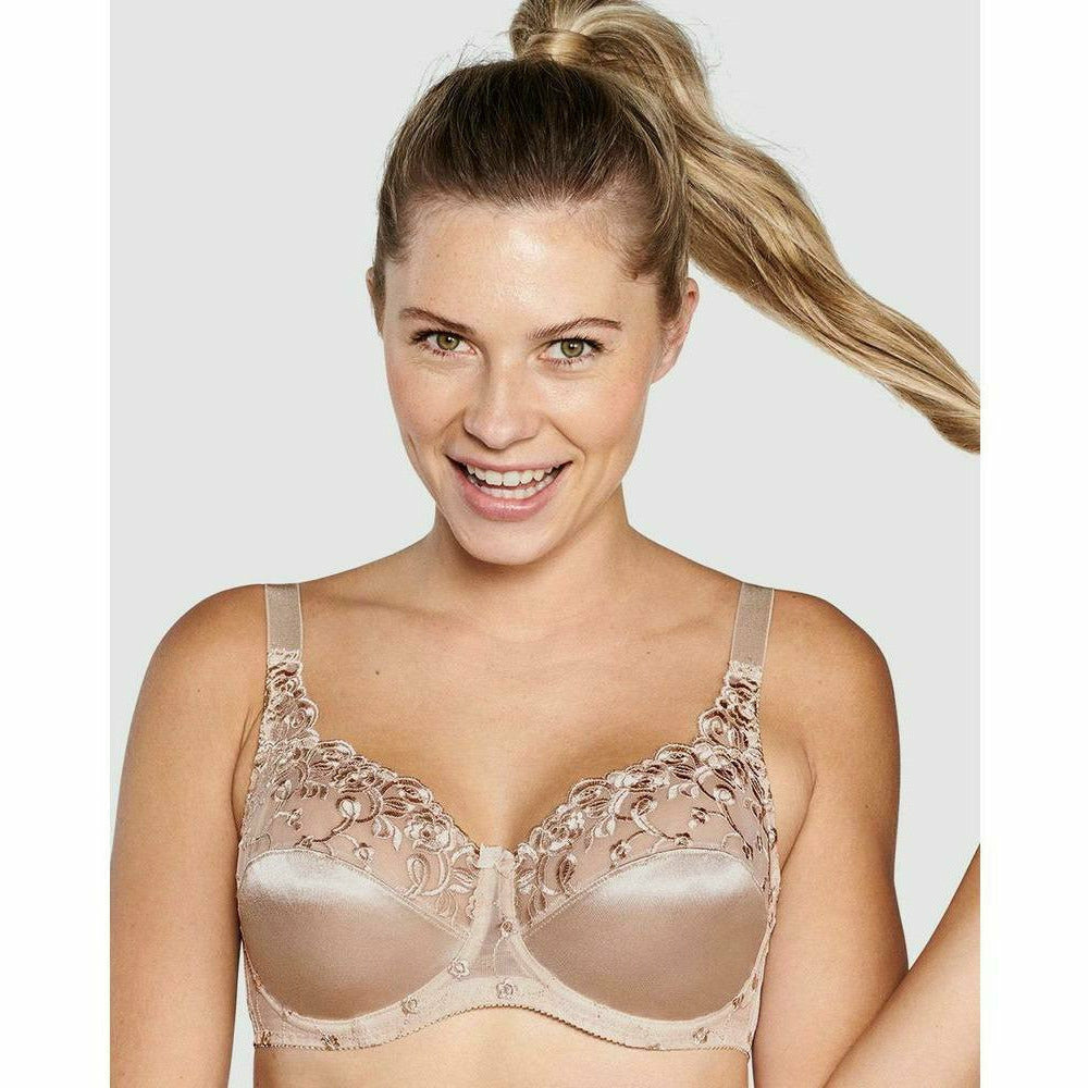 (E, 40) LADIES FIRM CONTROL SOFT SATIN CUP BRA UNPADDED NON WIRED FULL CUP  SIZE 34B -48E